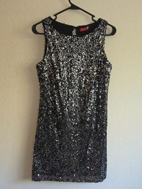 Ruby Rox Silver Sequin Mini Dress